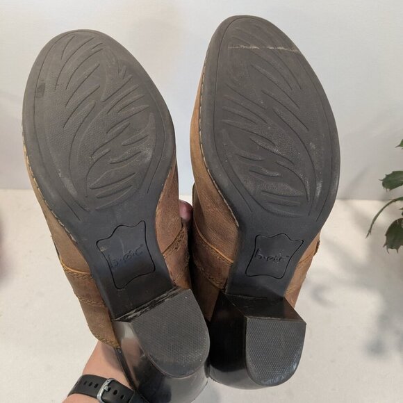 B.O.C brown western leather clog mules - chunky heel size 10 - Picture 6 of 6